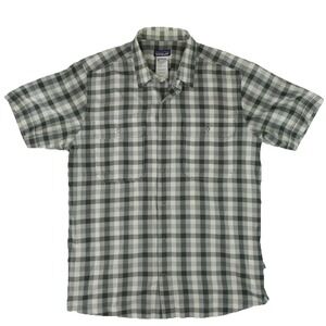 Patagonia Snap Button Up Shirt Short Sleeve‎ Mens Medium Gray